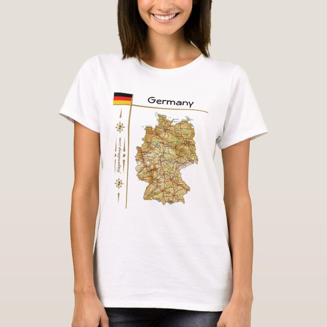 Germany Map + Flag + Title T-Shirt (Front)