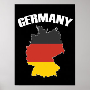 Germany Map - German Flag - Deutschland Travel Poster