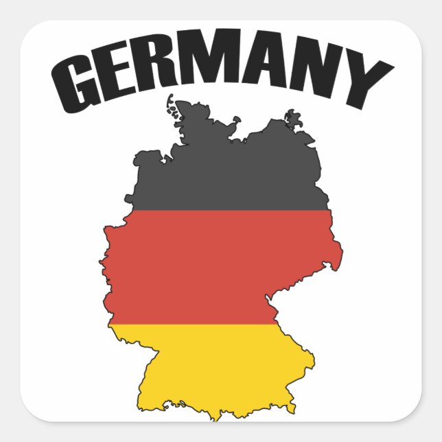 Germany Map - German Flag - Deutschland Travel Square Sticker (Front)