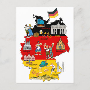 Germany Map, Oktoberfest, major cities Postcard