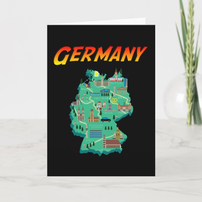 Germany - Map - Vintage Sign Style Card (Front)