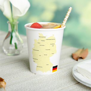 Germany Map with States and Capitals Paper Cups