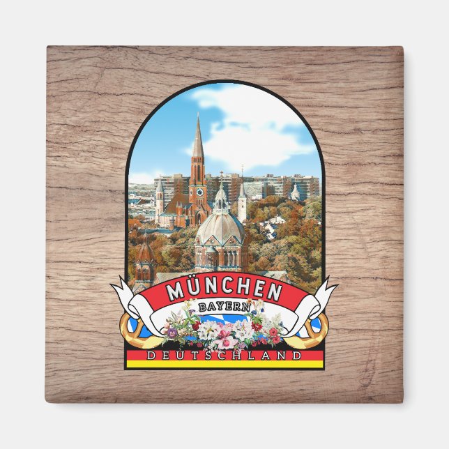 Germany München Vintage souvenir Magnet (Front)