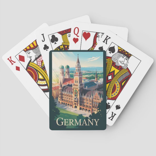 Germany Munich Illustration Travel Art Vintage Playing Cards (Back)