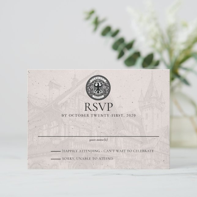 Germany Passport Wedding RSVP Card (Standing Front)