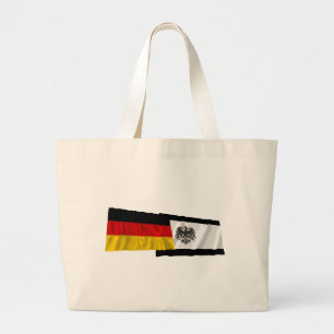 Germany & Preussen Waving Flags Large Tote Bag