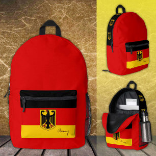 Germany, red backpack, German Flag / Deutschland Printed Backpack