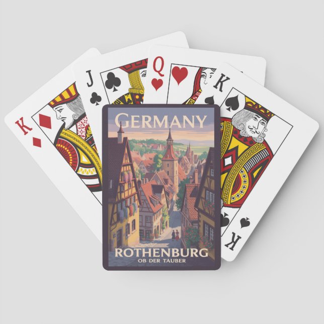 Germany Rothenburg ob der Tauber Illustration Art Playing Cards (Back)