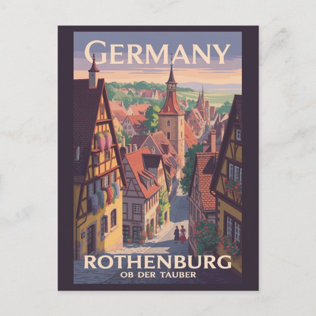 Germany Rothenburg ob der Tauber Illustration Art Postcard (Front)