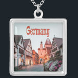 Germany Row Houses Silver Plated Necklace<br><div class="desc">Beautiful picture of Germany and cute little houses with cobble stone road.</div>