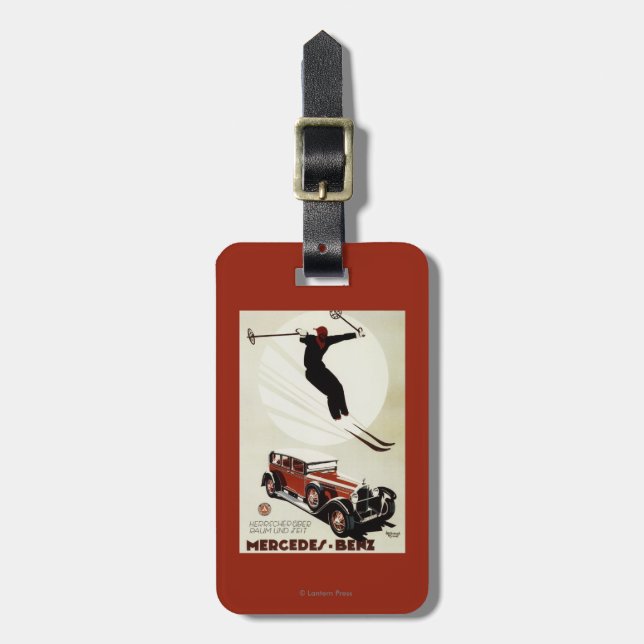 Germany - Skier Jumping Luggage Tag (Front Vertical)