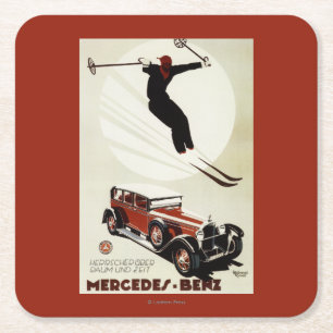 Germany - Skier Jumping Square Paper Coaster