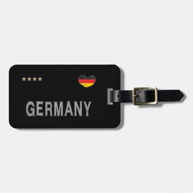 Germany Soccer Football Fan Shirt Heart Luggage Tag (Front Horizontal)