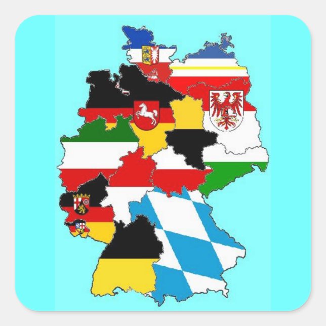 Germany State Flags Map Square Sticker (Front)