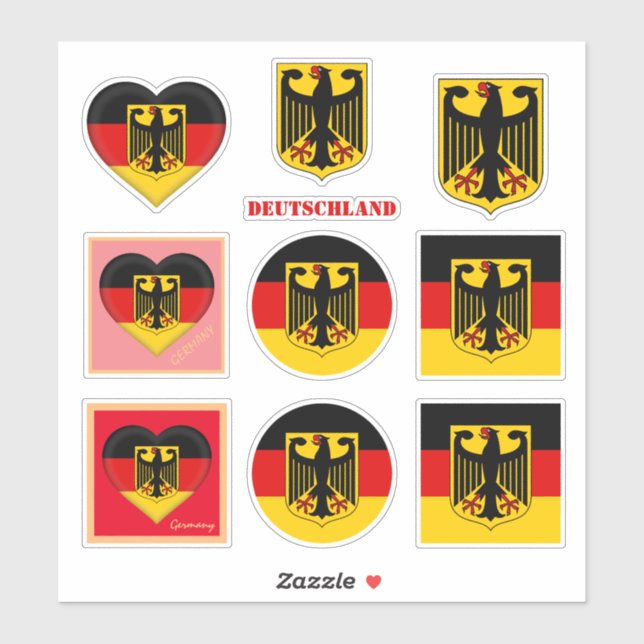 Germany stickers & German Flag, Heart /sports (Sheet)