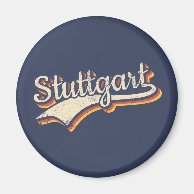 Germany Stuttgart Vintage Retro Typography Magnet (Front)
