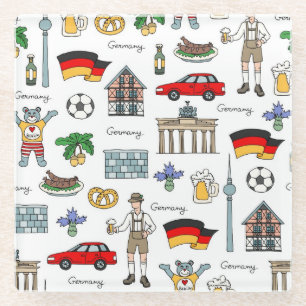 Germany Symbols Pattern Glass Coaster