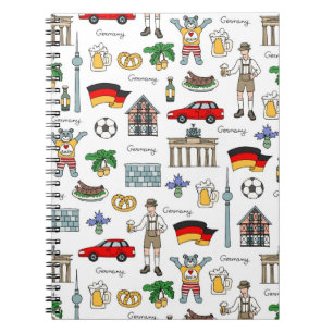 Germany Symbols Pattern Spiral Notebook