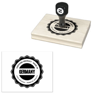 Germany Text Durable Wooden Handle Grip Made In Rubber Stamp