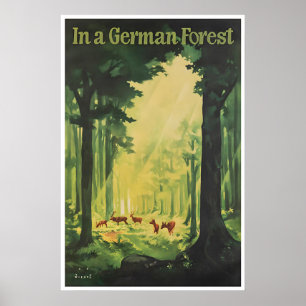 Germany Travel Art Vintage German Forest Poster