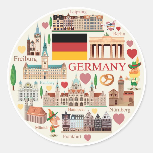 Germany Travel Icons Classic Round Sticker (Front)