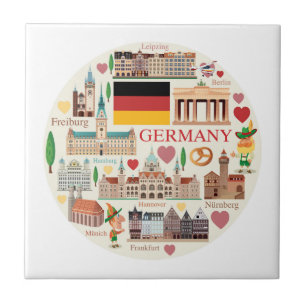 Germany Travel Icons Tile
