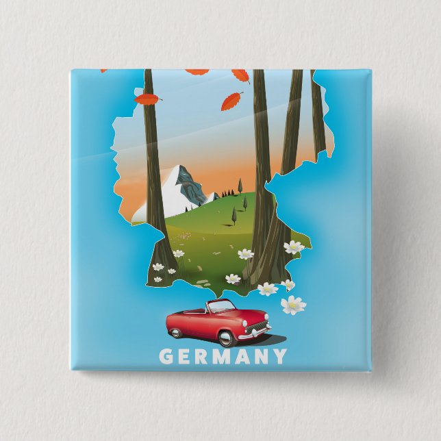 Germany Travel poster. 15 Cm Square Badge (Front)