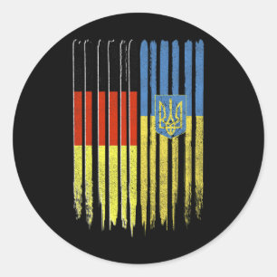 Germany Ukraine German Ukrainian Flag Trident Classic Round Sticker