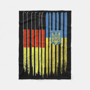 Germany Ukraine German Ukrainian Flag Trident  Fleece Blanket