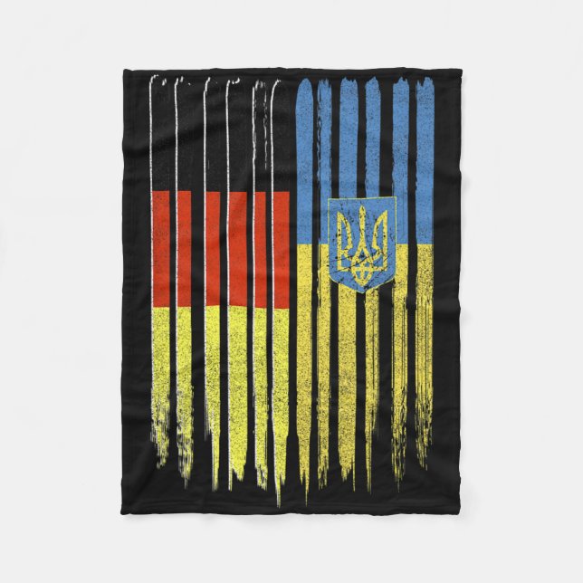 Germany Ukraine German Ukrainian Flag Trident  Fleece Blanket (Front)