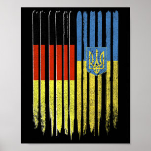 Germany Ukraine German Ukrainian Flag Trident  Poster