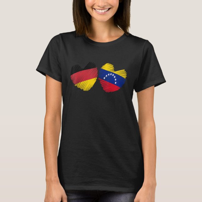 Germany Venezuela Heart German Flag Venezuelan Fla T-Shirt (Front)