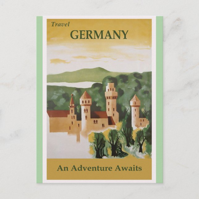 Germany Vintage Castle Travel Poster Postcard (Front)