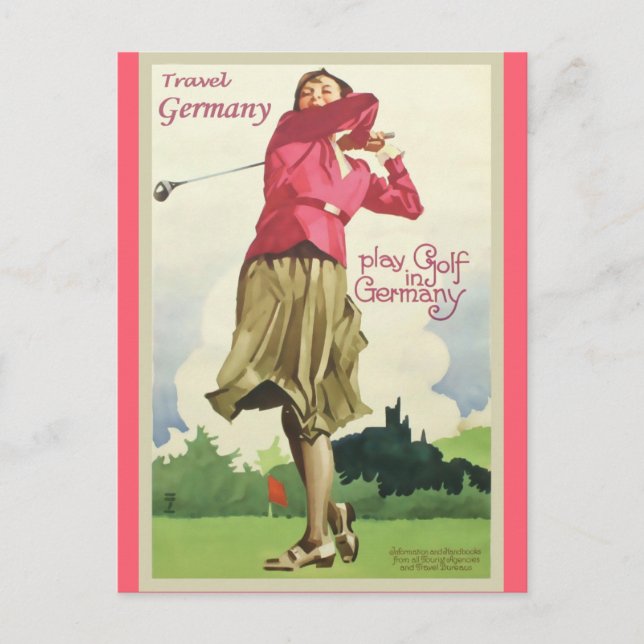 Germany Vintage Golf Travel Poster Postcard (Front)