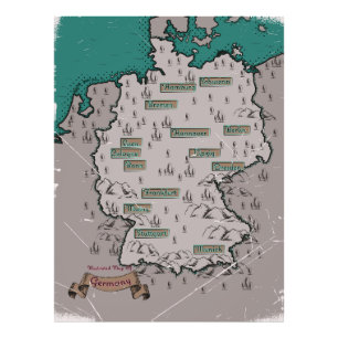 Germany Vintage Illustrated map Photo Print
