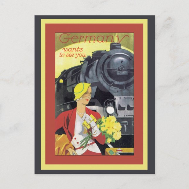 Germany wants to see you Vintage  Postcard (Front)