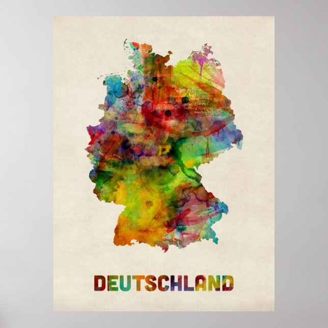 Germany Watercolor Map (Deutschland) Poster (Front)