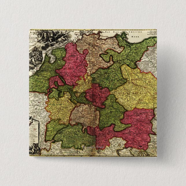 GermanyPanoramic MapGermany 15 Cm Square Badge (Front)