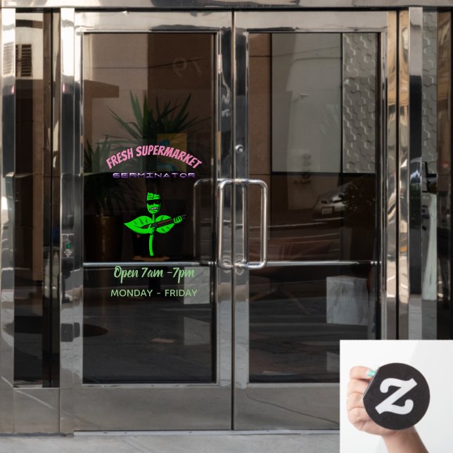 Germinator cyborg plant funny cartoon (Office Door)