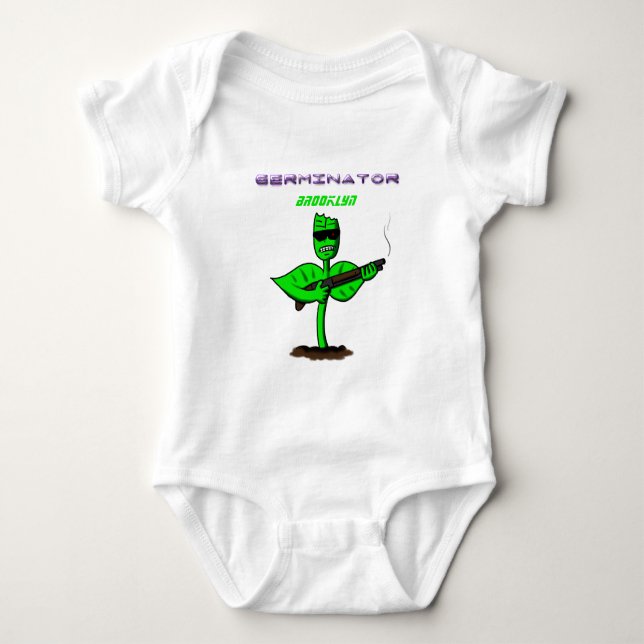 Germinator cyborg plant funny cartoon  baby bodysuit (Front)