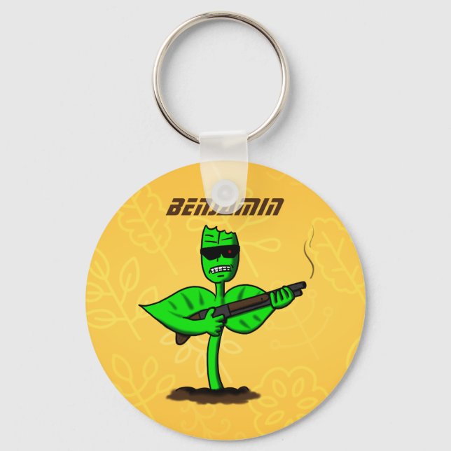 Germinator cyborg plant funny cartoon key ring (Front)
