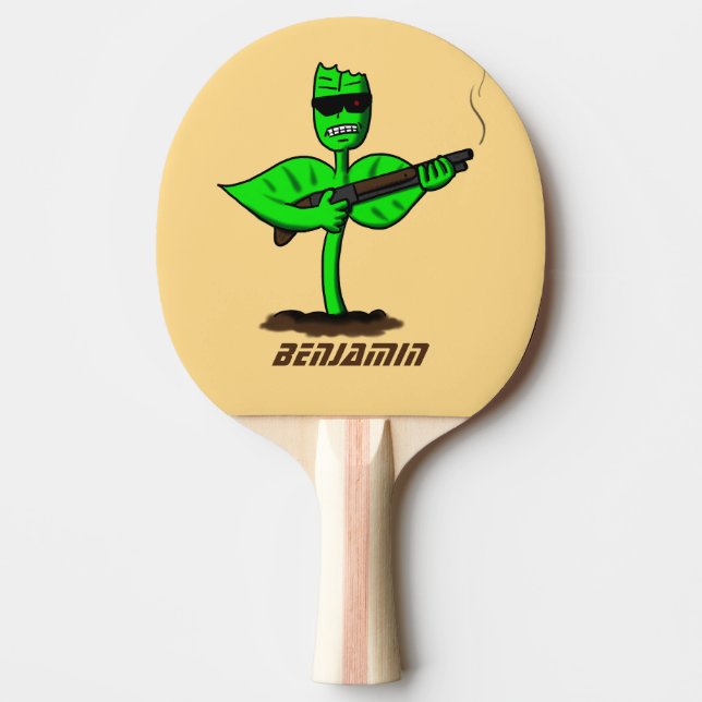 Germinator cyborg plant funny cartoon ping pong paddle (Front)