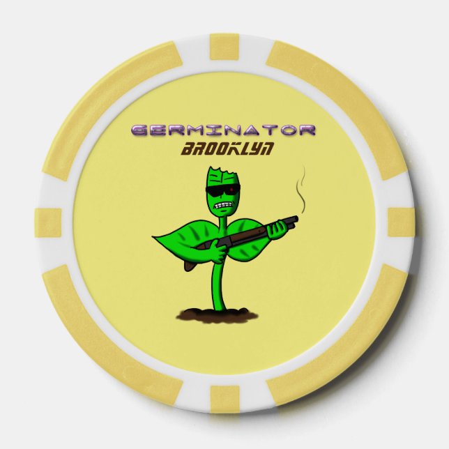 Germinator cyborg plant funny cartoon poker chips (Front)