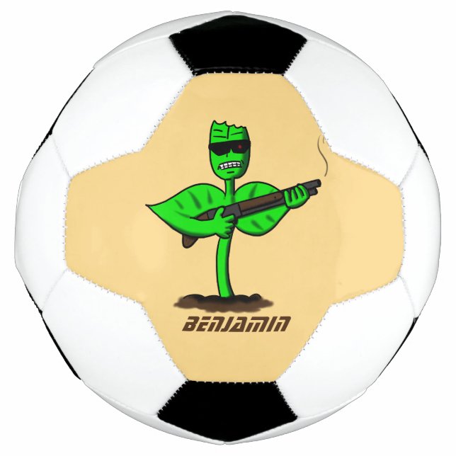 Germinator cyborg plant funny cartoon soccer ball (Front)