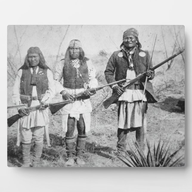 Geronimo and three of his Apache warriors, 1886 (b Plaque (Front)