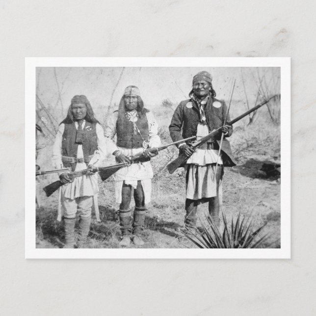 Geronimo and three of his Apache warriors, 1886 (b Postcard (Front)