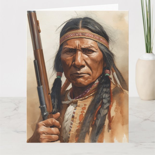 Geronimo Indian Chief Warrior Portrait Card (Front)