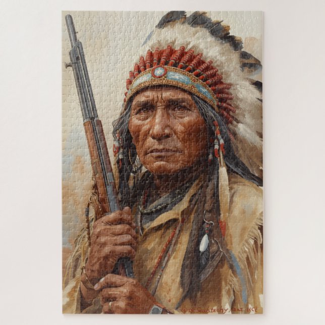 Geronimo Indian Chief Warrior Portrait Jigsaw Puzzle (Vertical)