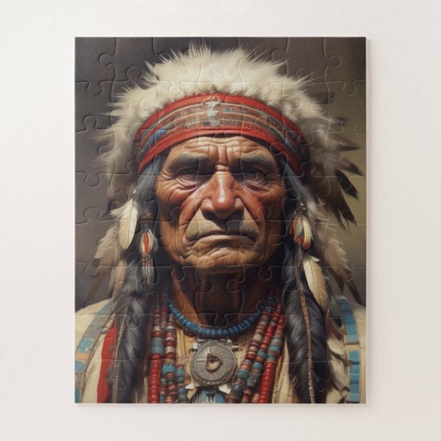 Geronimo Indian Chief Warrior Portrait Jigsaw Puzzle (Vertical)