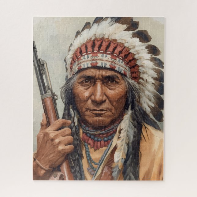 Geronimo Indian Chief Warrior Portrait Jigsaw Puzzle (Vertical)
